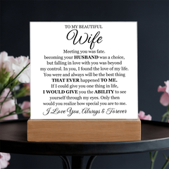 To My Beautiful Wife (Printed) – Acrylic Square